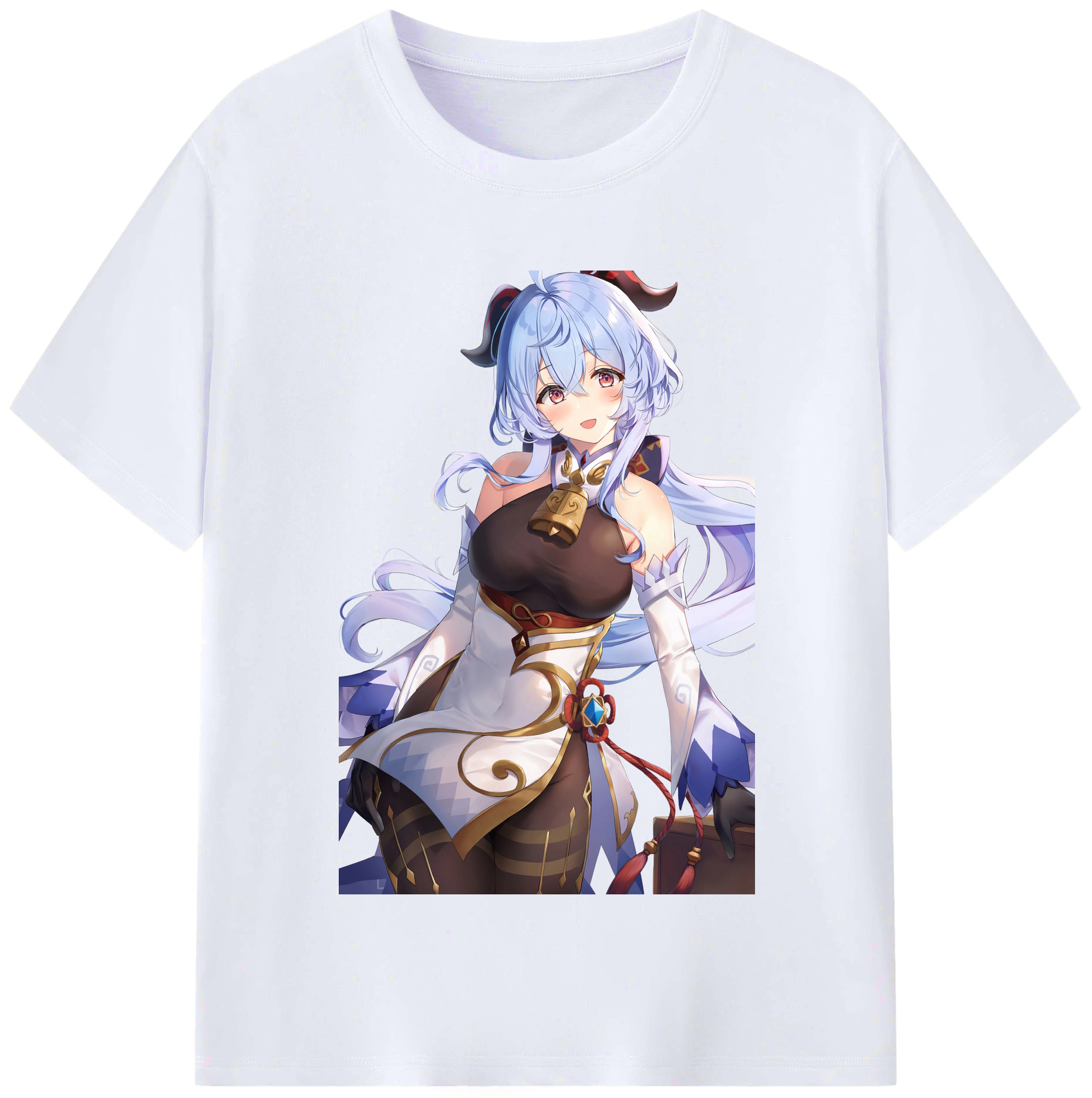 げんし神 甘雨 かんう genshin Ganyu レディースカジュアルプリントTシャツ（綿100％）