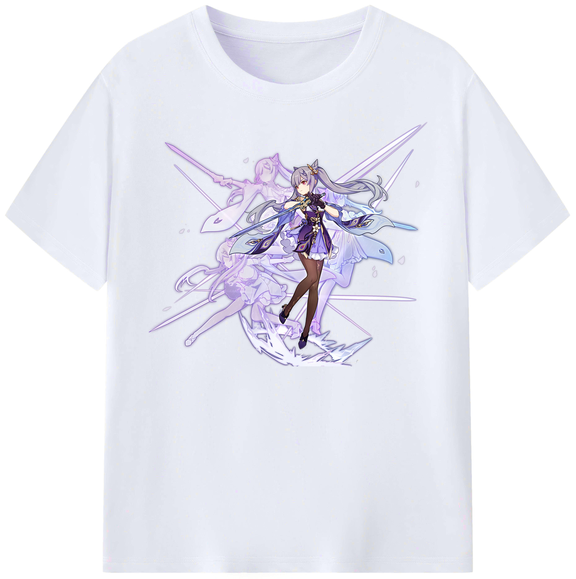 げんし神 刻晴 こくせい genshin Kokusei レディースカジュアルプリントTシャツ（綿100％）