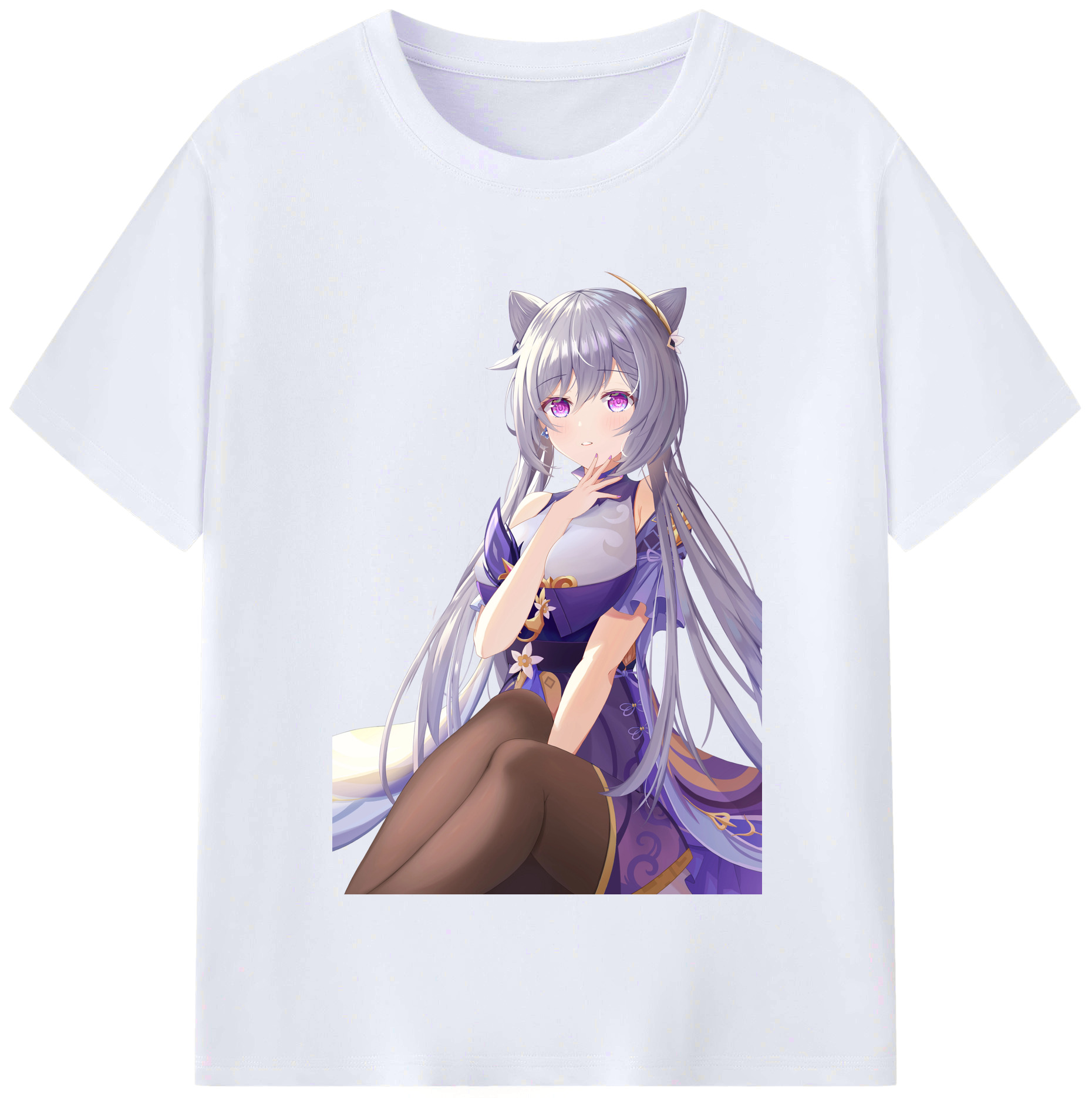 げんし神 刻晴 こくせい genshin Kokusei レディースカジュアルプリントTシャツ（綿100％）