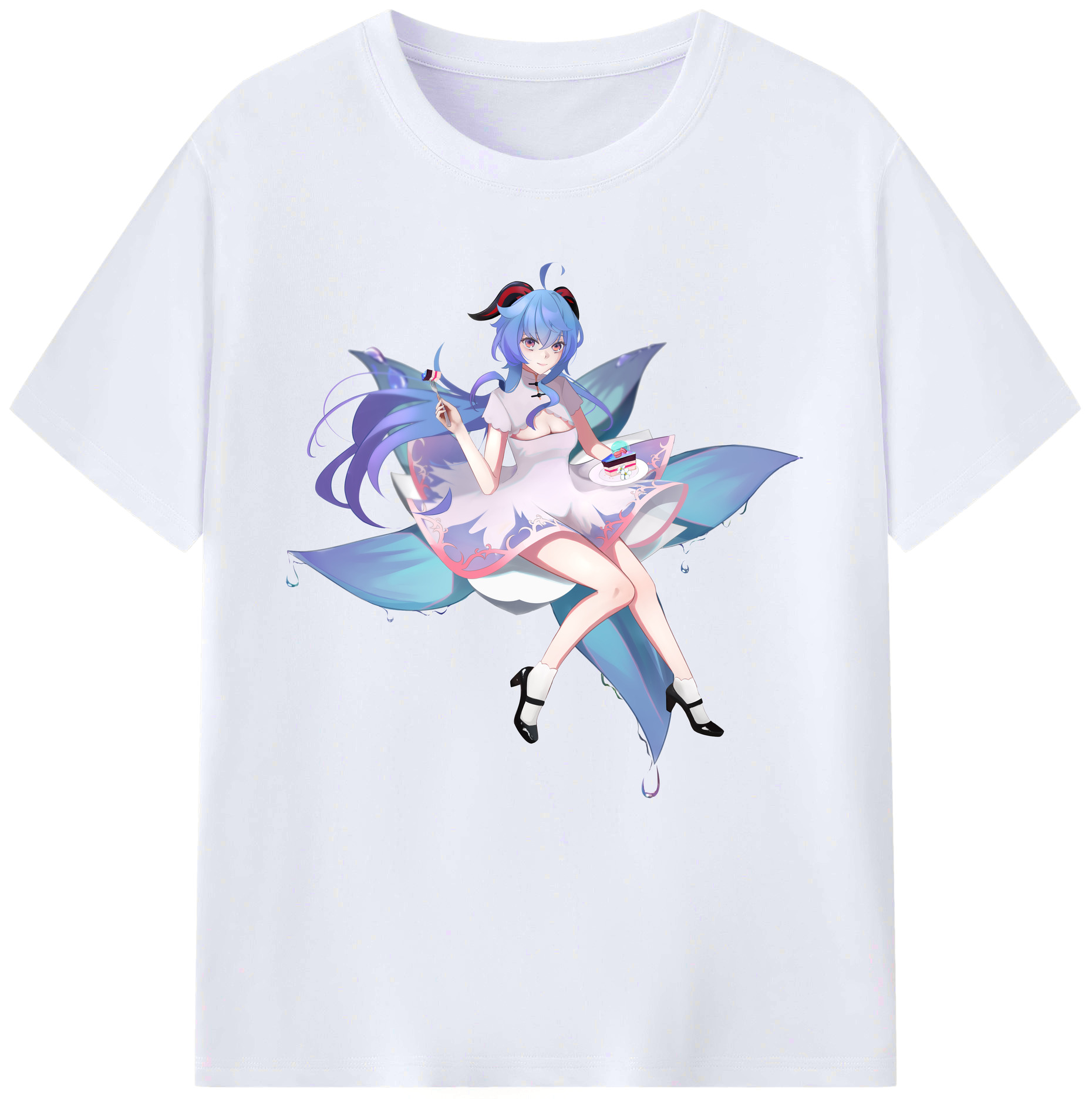 げんし神 甘雨 かんう genshin Ganyu レディースカジュアルプリントTシャツ（綿100％）