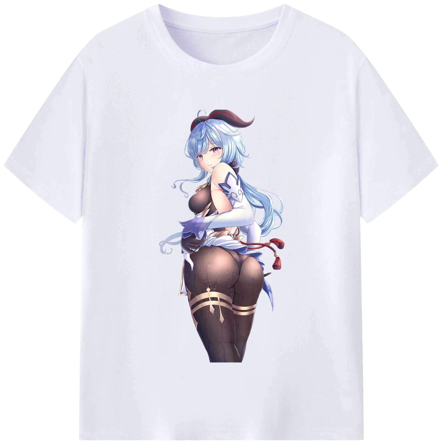 げんし神 甘雨 かんう genshin Ganyu レディースカジュアルプリントTシャツ（綿100％）
