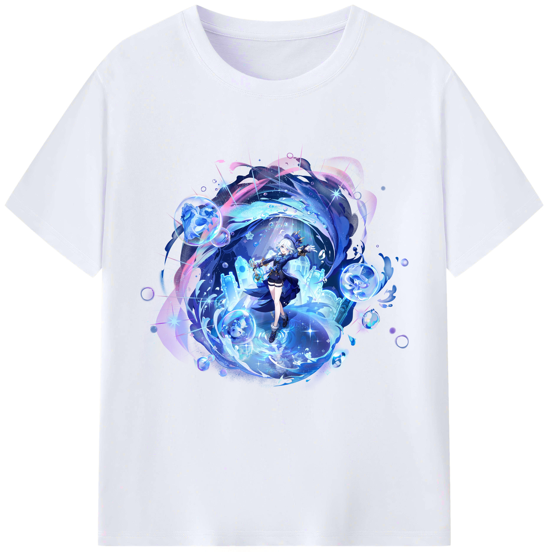 げんし神 フリーナ genshin Furina レディースカジュアルプリントTシャツ（綿100％）