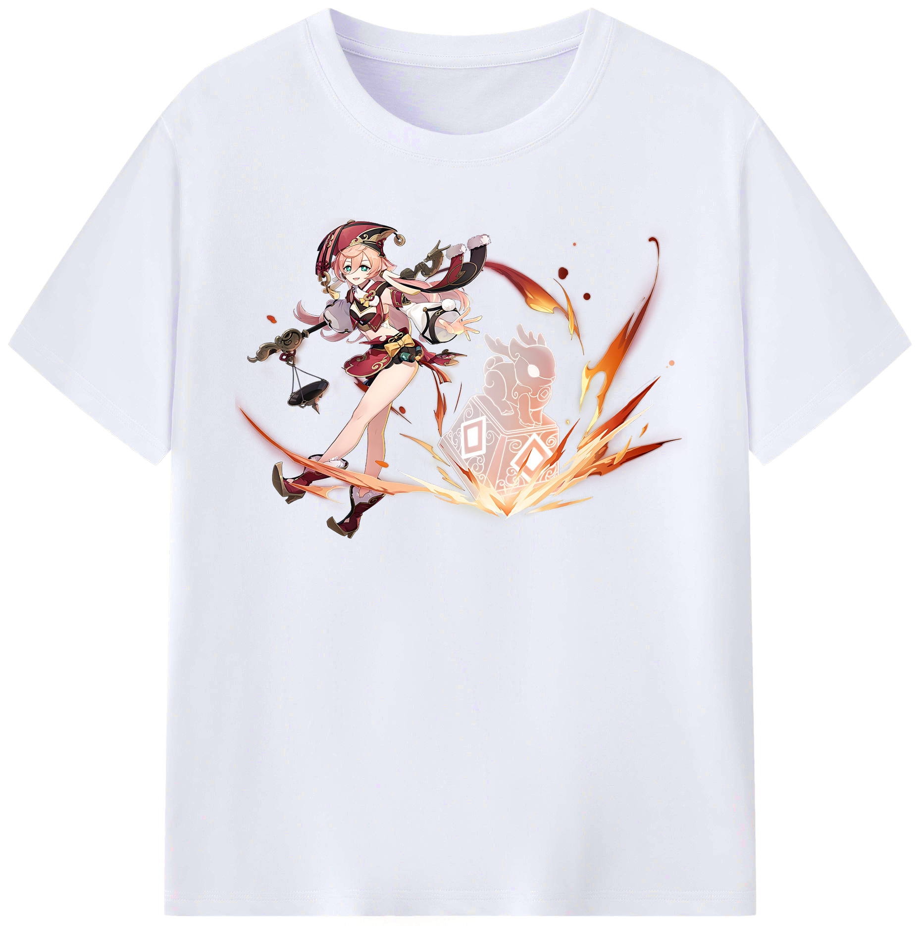 げんし神 ヤンフェイ genshin Yanfei レディースカジュアルプリントTシャツ（綿100％）