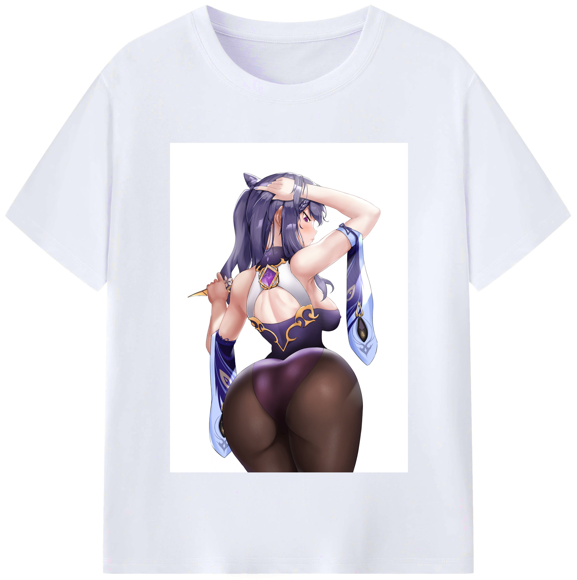 げんし神 刻晴 こくせい genshin Kokusei レディースカジュアルプリントTシャツ（綿100％）