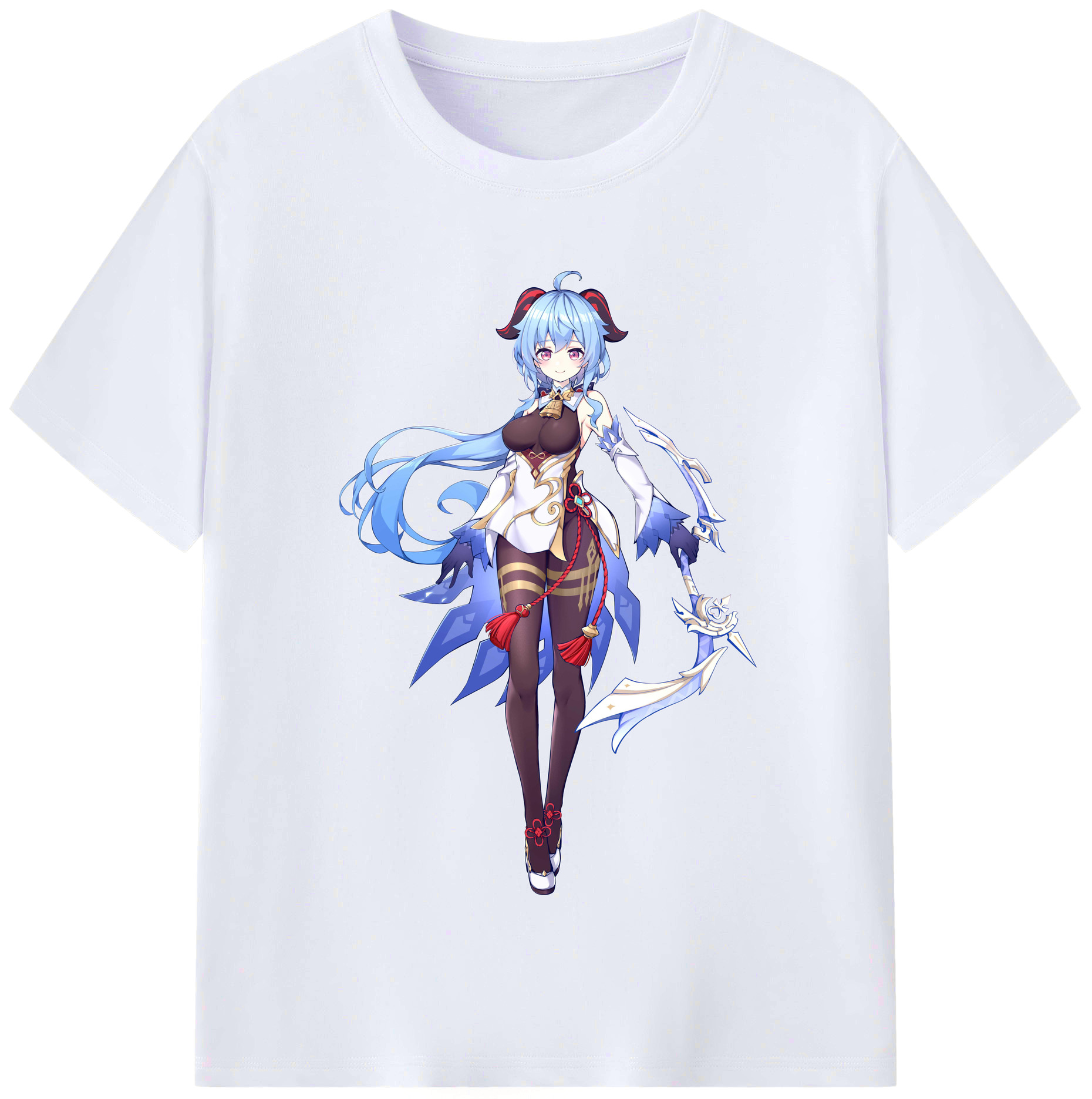 げんし神 甘雨 かんう genshin Ganyu レディースカジュアルプリントTシャツ（綿100％）