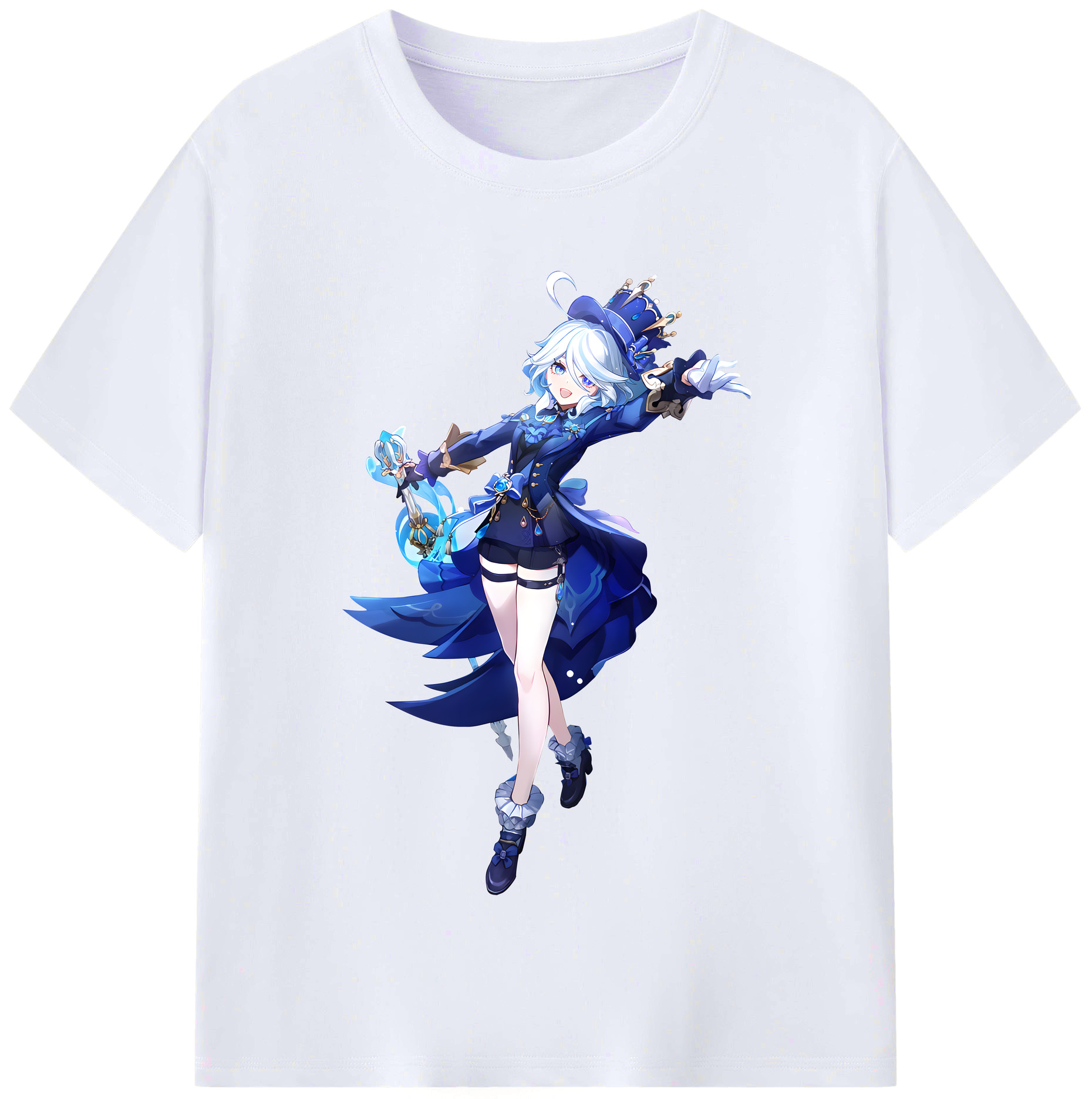 げんし神 フリーナ genshin Furina レディースカジュアルプリントTシャツ（綿100％）