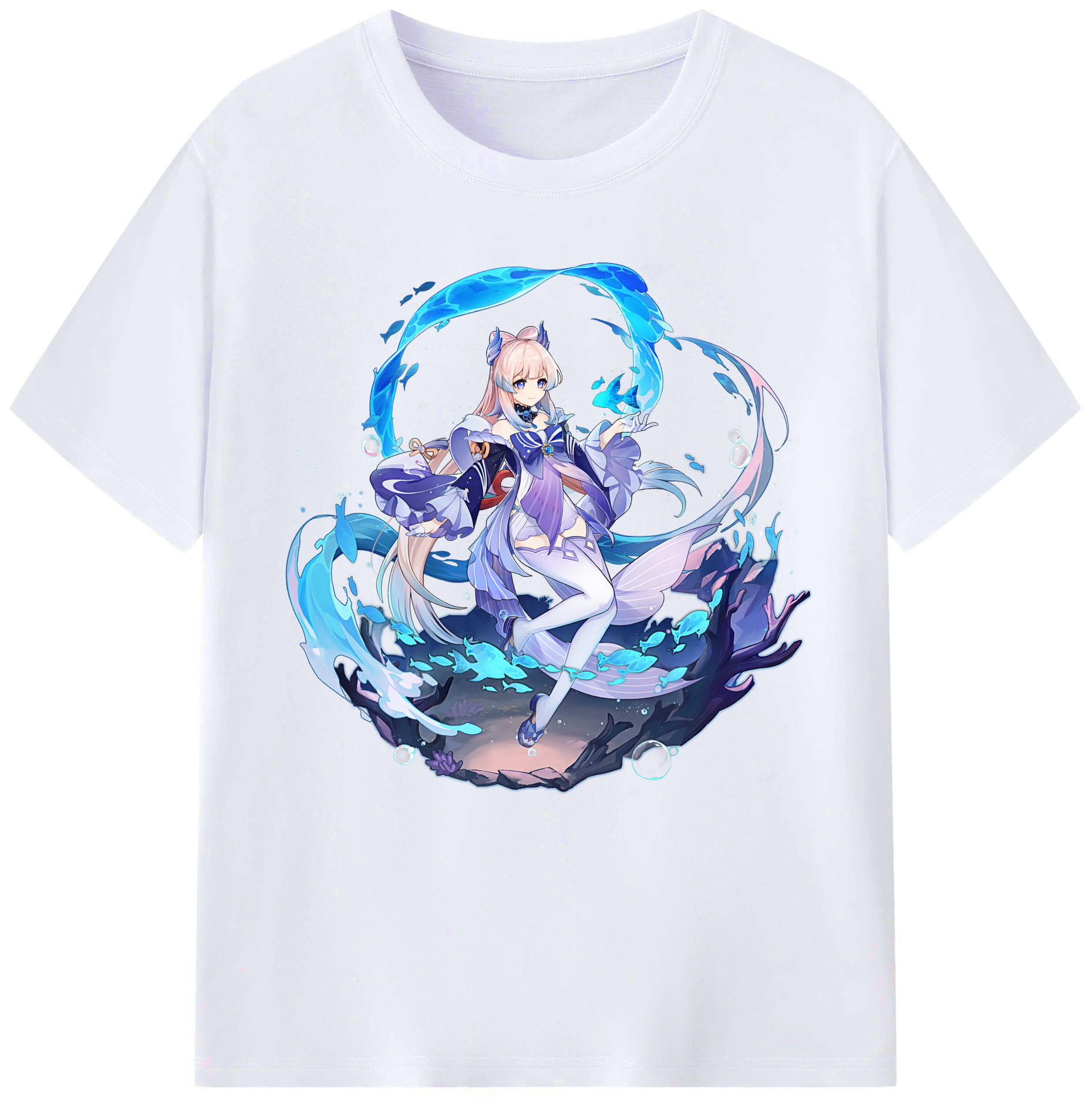 げんし神 珊瑚宮心海 サンゴノミヤ・ココミ genshin Sangonomiya Kokomi レディースカジュアルプリントTシャツ（綿100％）