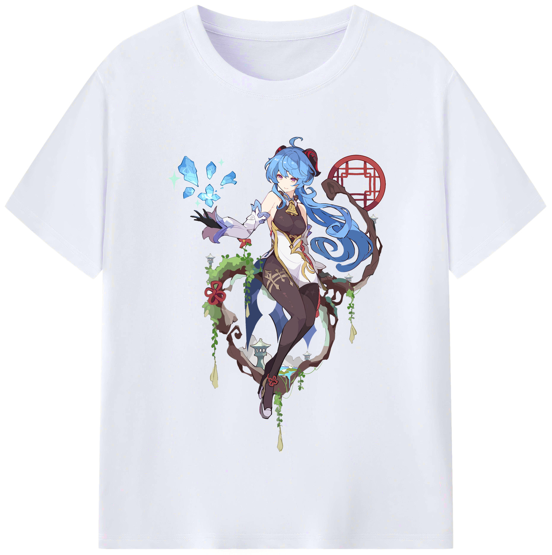 げんし神 甘雨 かんう genshin Ganyu レディースカジュアルプリントTシャツ（綿100％）
