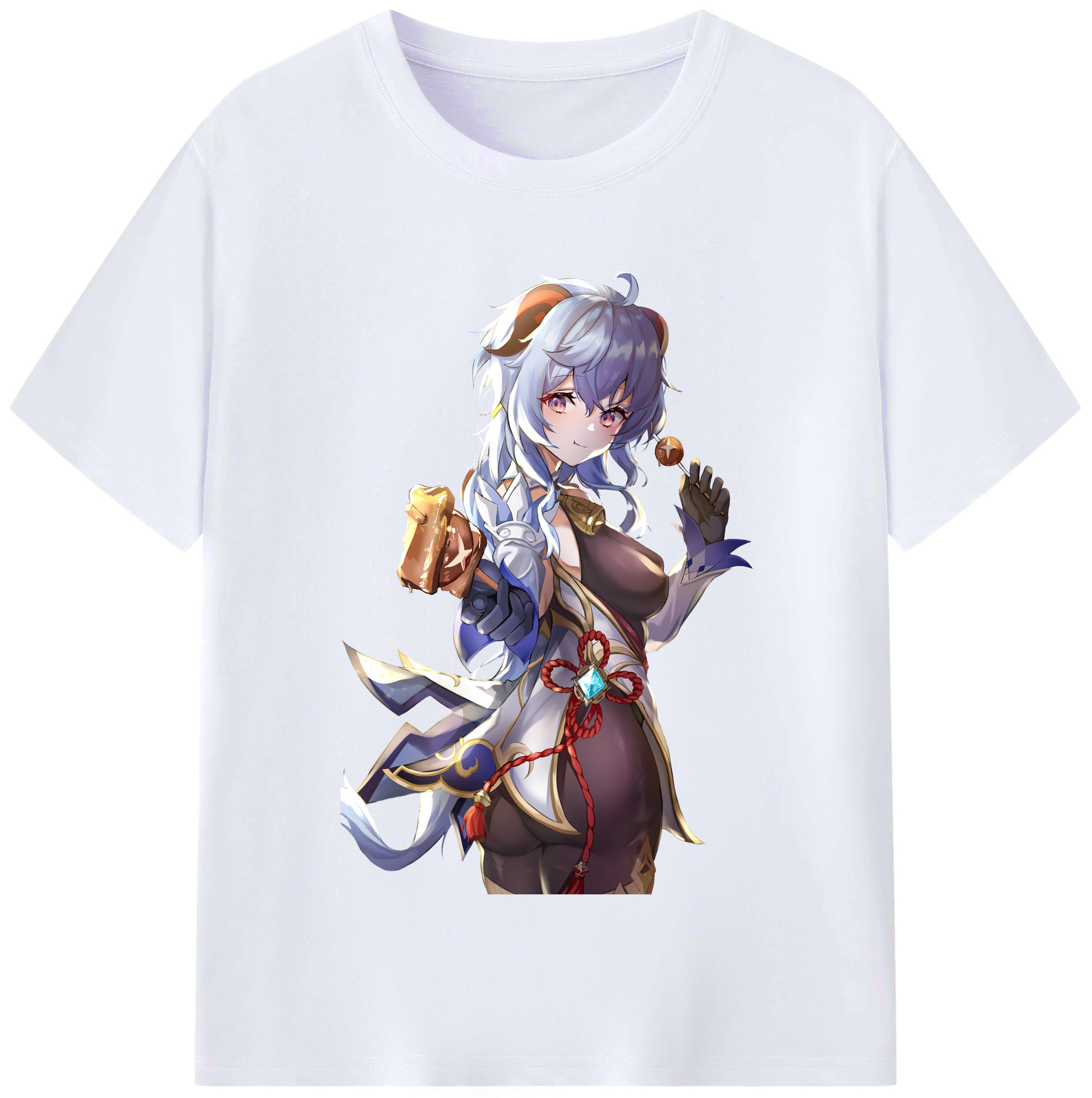 げんし神 甘雨 かんう genshin Ganyu レディースカジュアルプリントTシャツ（綿100％）