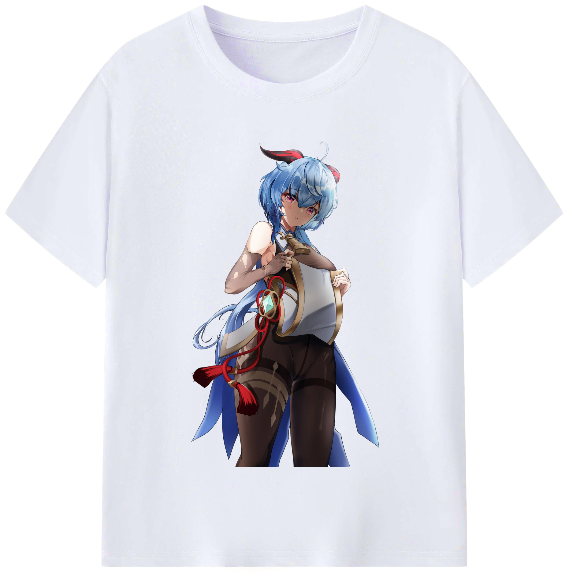げんし神 甘雨 かんう genshin Ganyu レディースカジュアルプリントTシャツ（綿100％）