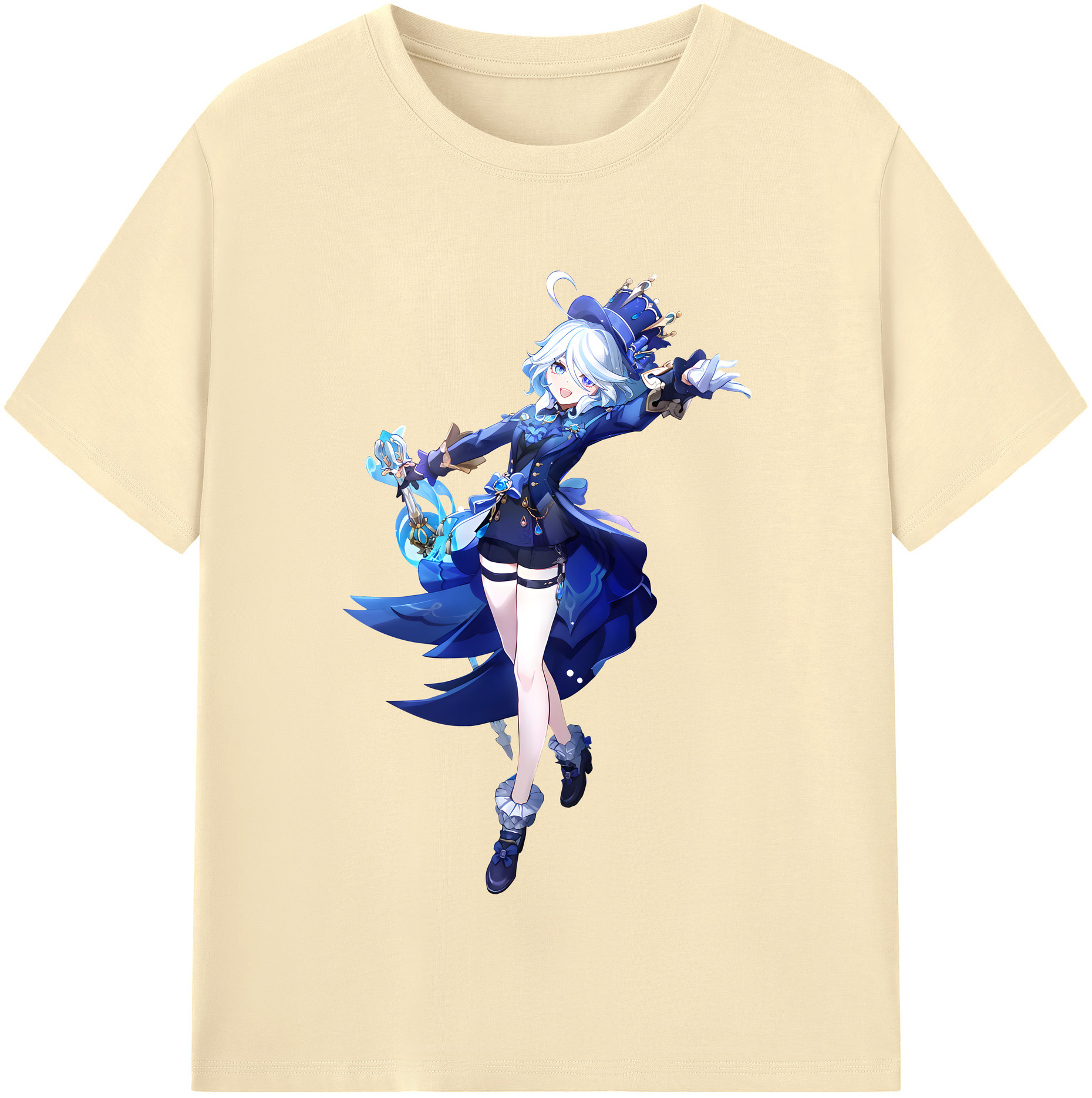 げんし神 フリーナ genshin Furina 綿100％半袖Tシャツ（フロントプリント）