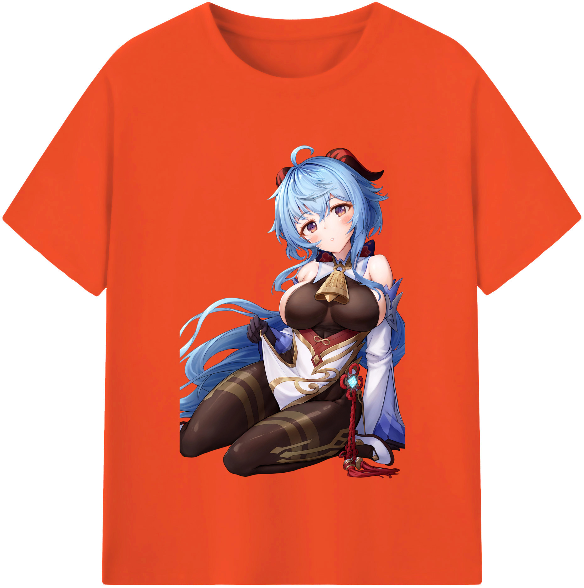げんし神 甘雨 かんう genshin Ganyu 綿100％半袖Tシャツ（フロントプリント）