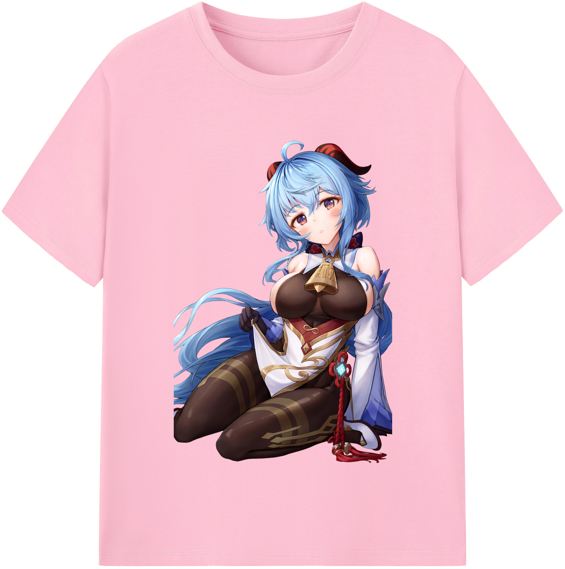 げんし神 甘雨 かんう genshin Ganyu 綿100％半袖Tシャツ（フロントプリント）