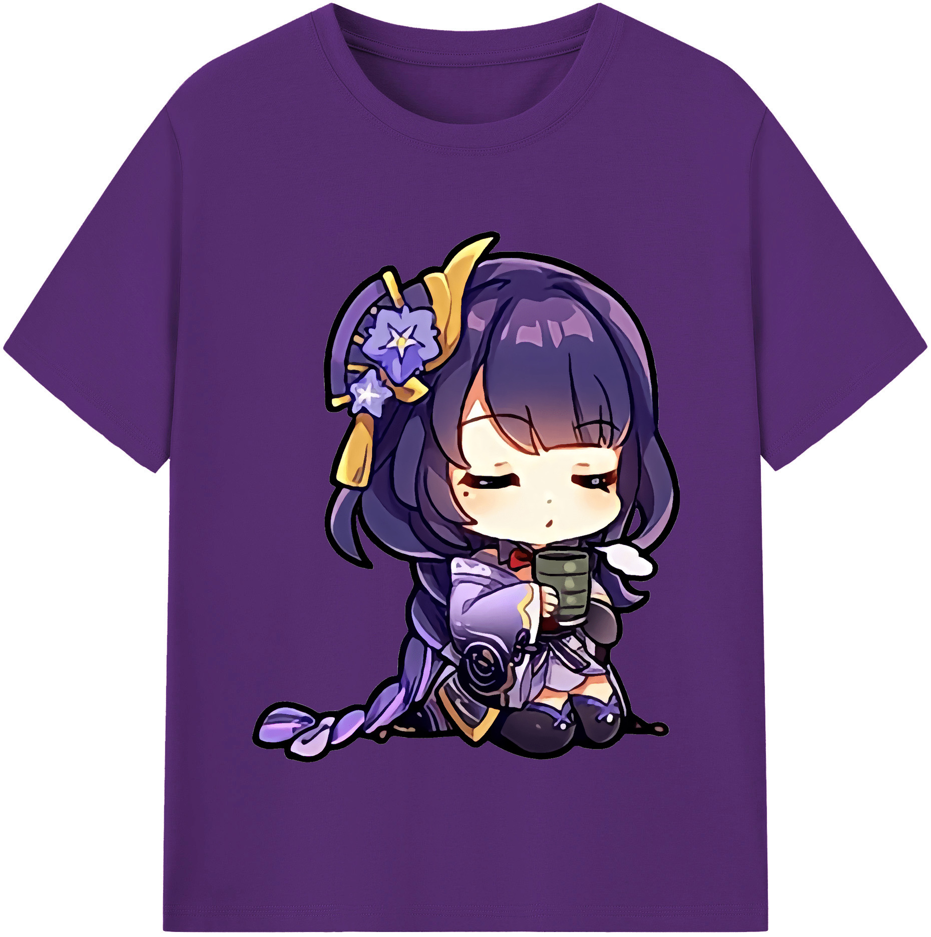 げんし神 雷電将軍 らいでんしょうぐん genshin Raiden Shogun 綿100％半袖Tシャツ（フロントプリント）
