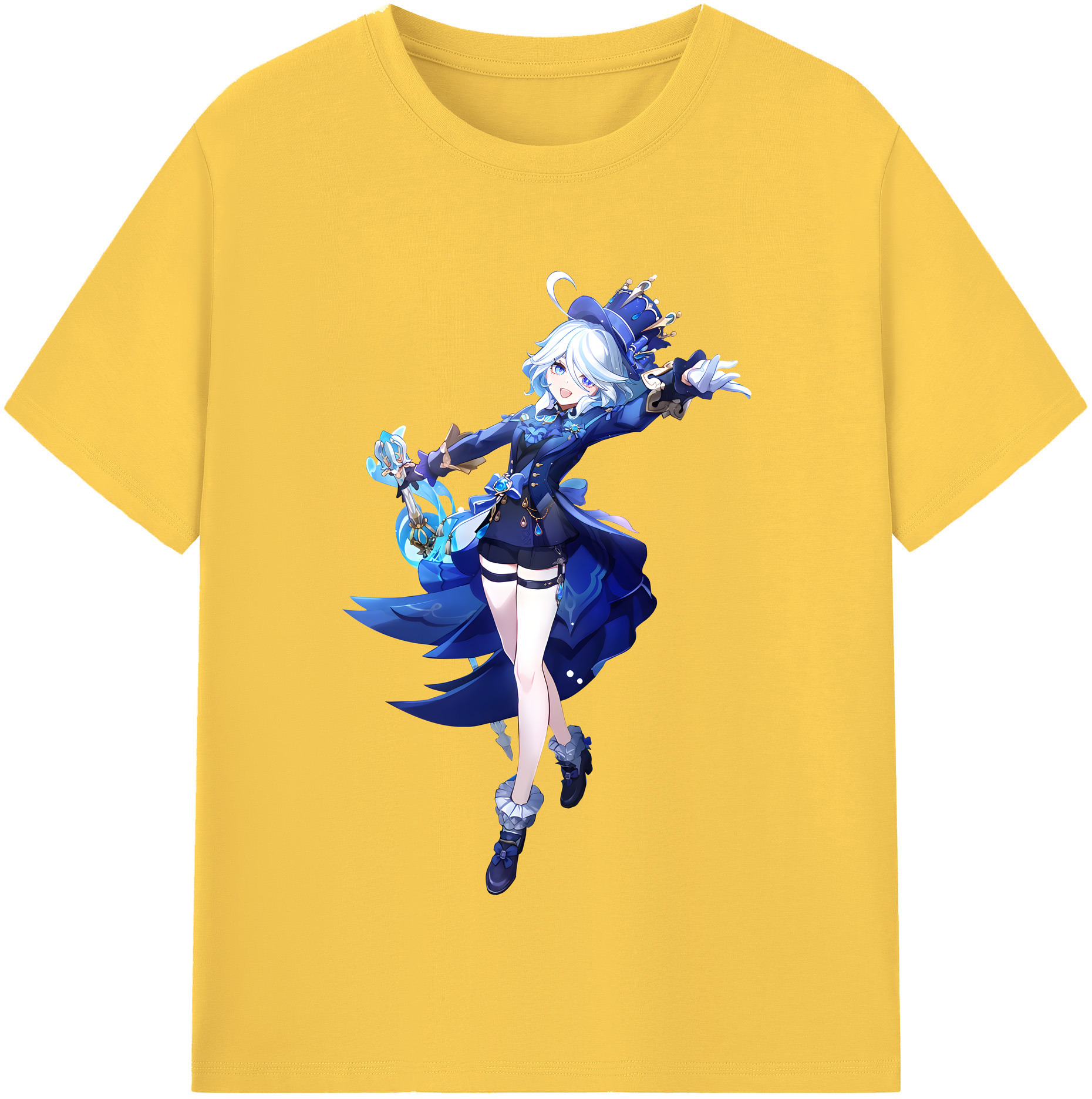 げんし神 フリーナ genshin Furina 綿100％半袖Tシャツ（フロントプリント）
