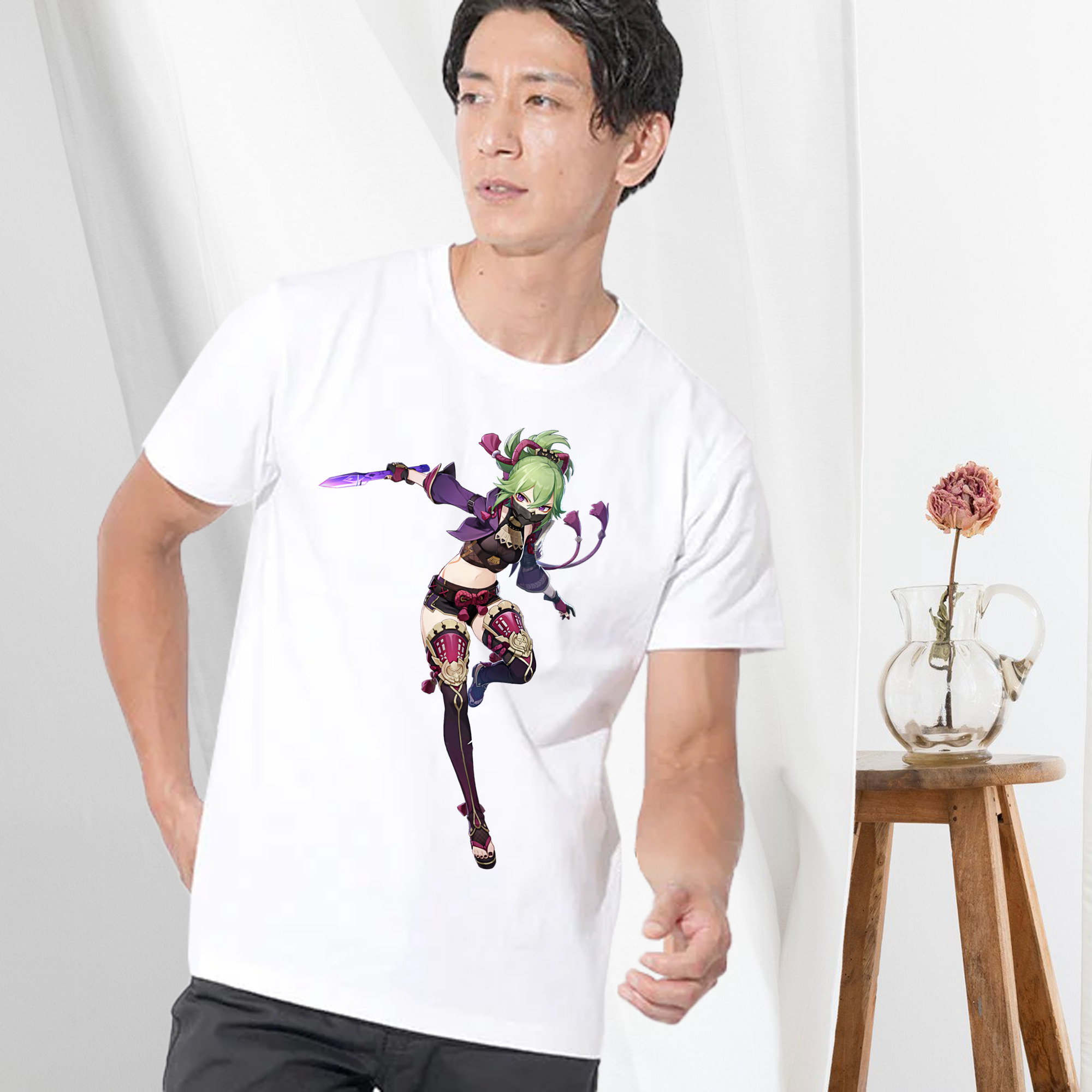 げんし神  久岐忍 くき しのぶ genshin Kuki Shinobu 綿100％半袖Tシャツ（フロントプリント）