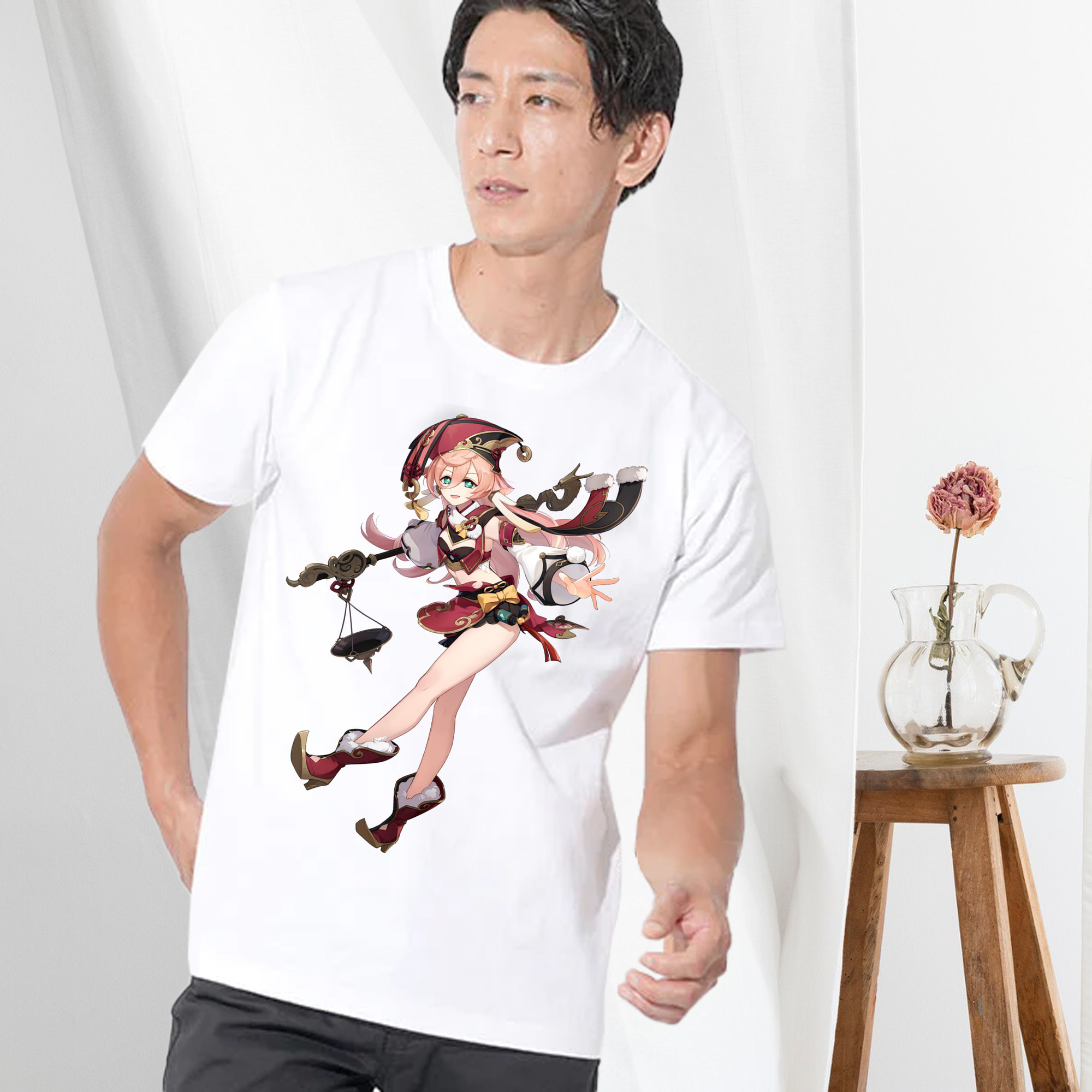 げんし神 ヤンフェイ genshin Yanfei 綿100％半袖Tシャツ（フロントプリント）
