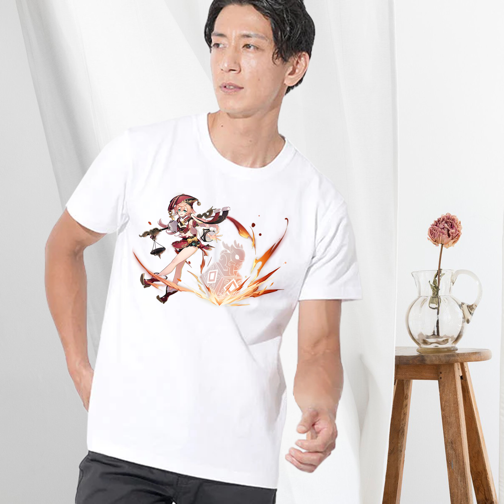 げんし神 ヤンフェイ genshin Yanfei 綿100％半袖Tシャツ（フロントプリント）