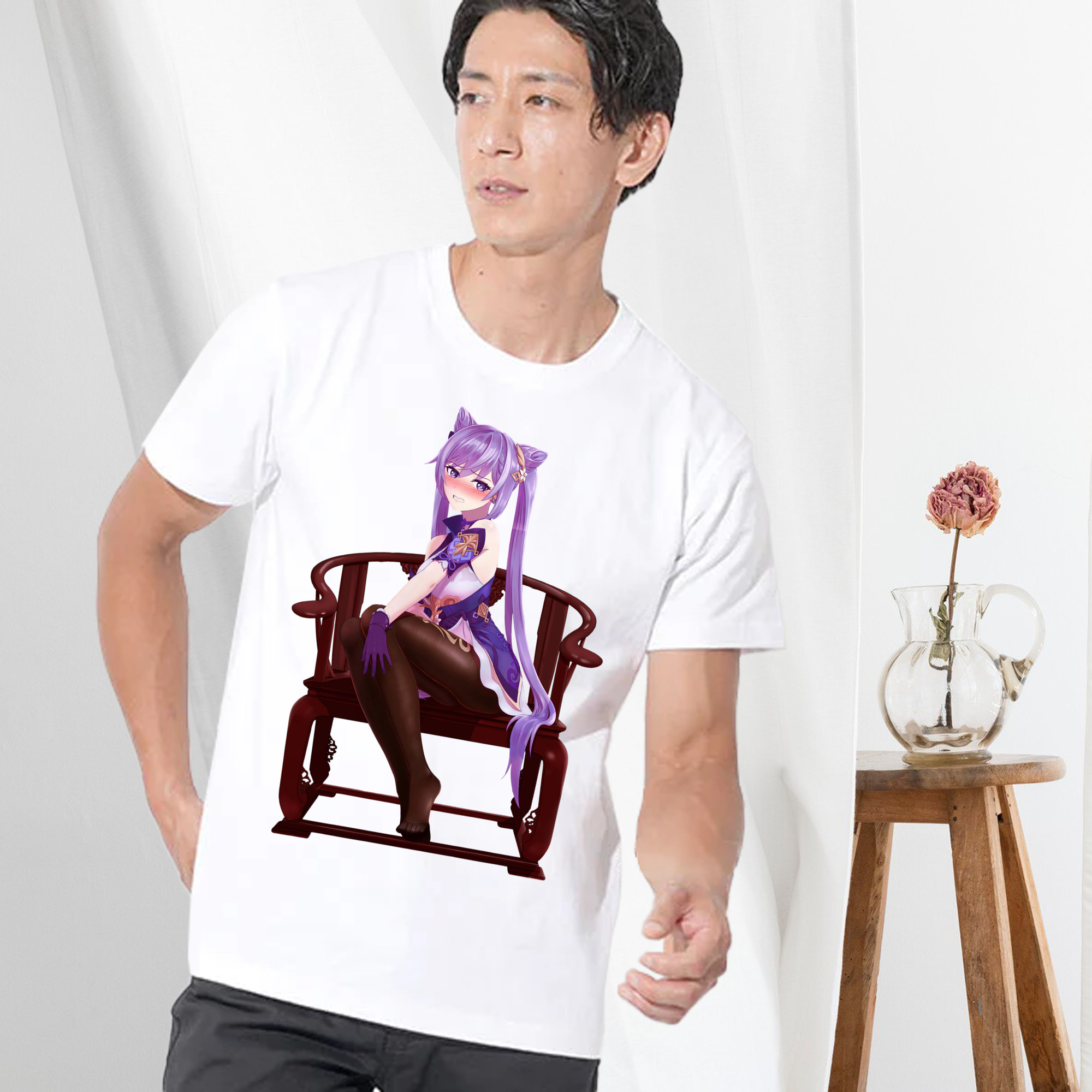 げんし神 刻晴 こくせい genshin Kokusei 綿100％半袖Tシャツ（フロントプリント）