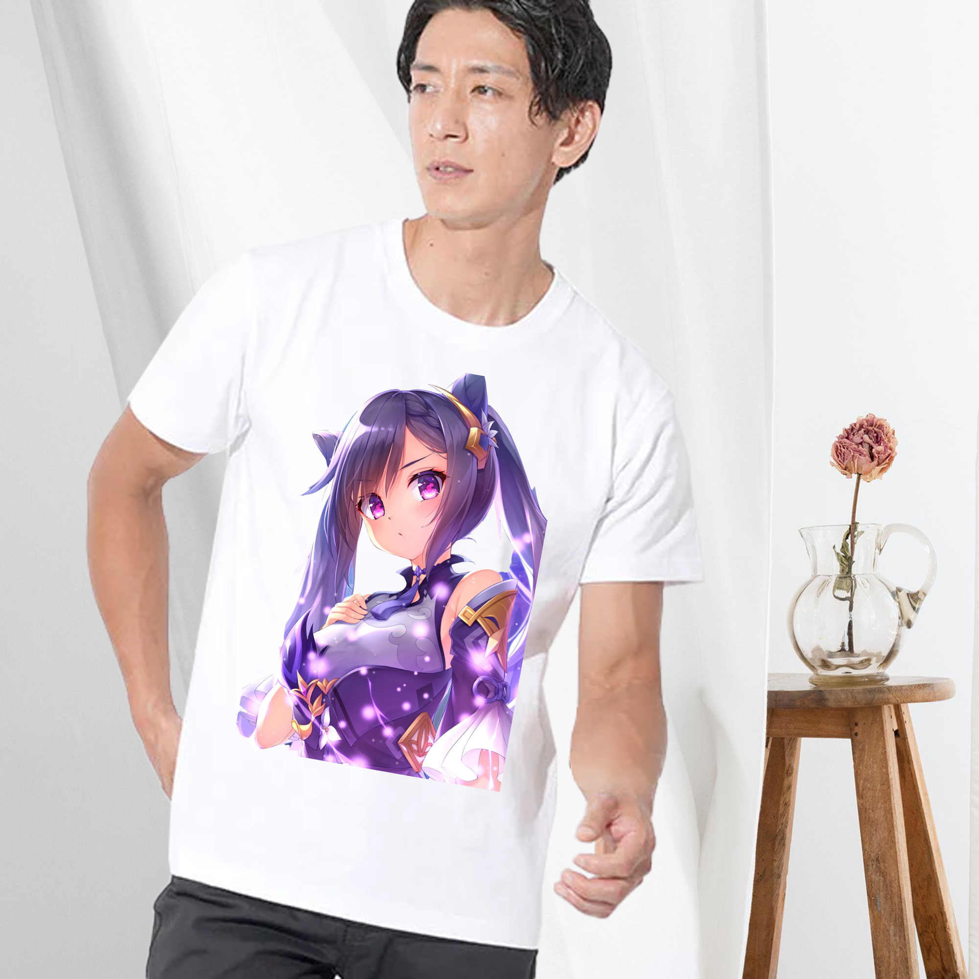 げんし神 刻晴 こくせい genshin Kokusei 綿100％半袖Tシャツ（フロントプリント）