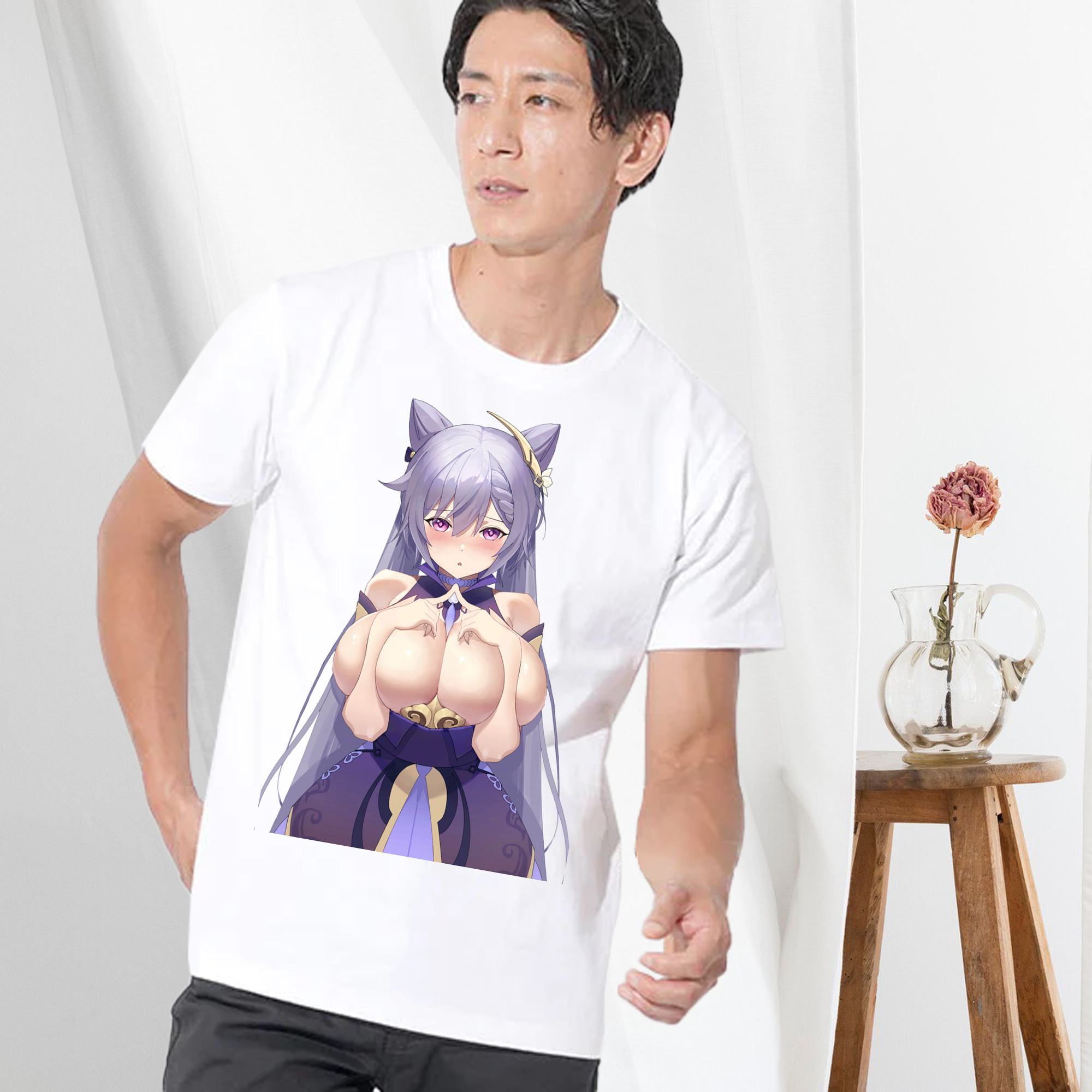 げんし神 刻晴 こくせい genshin Kokusei 綿100％半袖Tシャツ（フロントプリント）