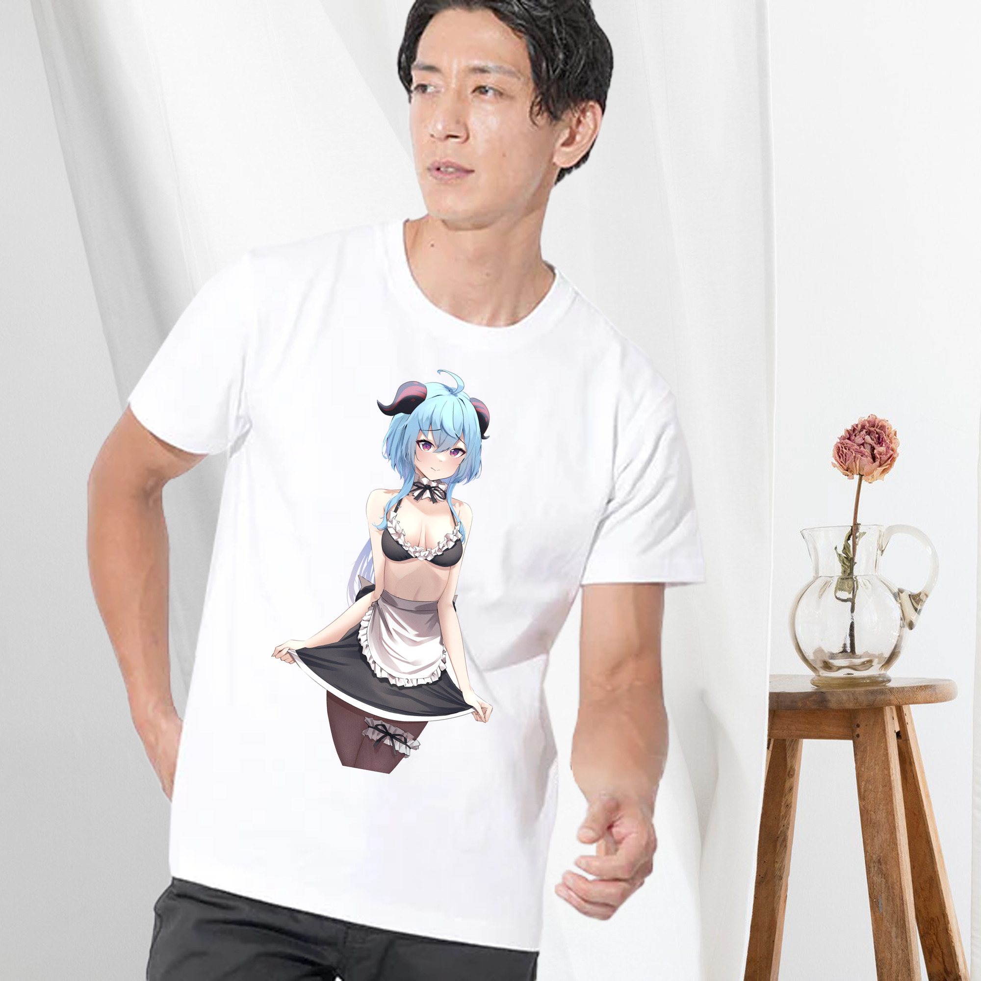 げんし神 甘雨 かんう genshin Ganyu 綿100％半袖Tシャツ（フロントプリント）