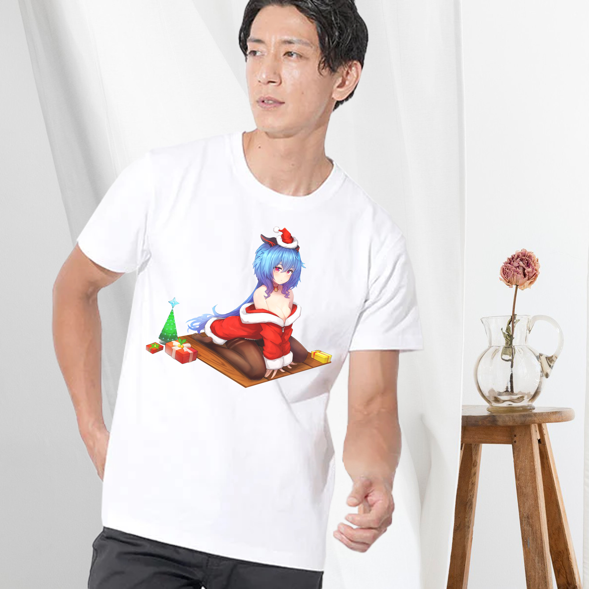 げんし神 甘雨 かんう genshin Ganyu 綿100％半袖Tシャツ（フロントプリント）