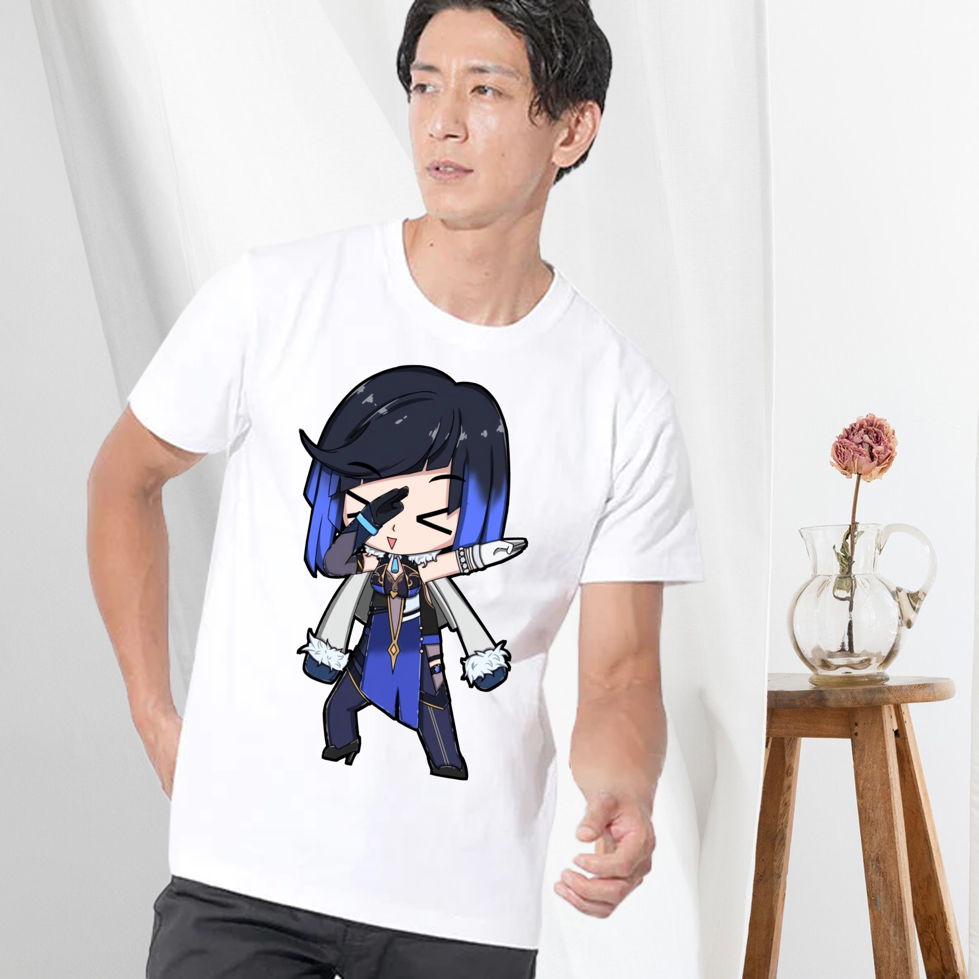げんし神 夜兰 やらん genshin Yaran 綿100％半袖Tシャツ（フロントプリント）