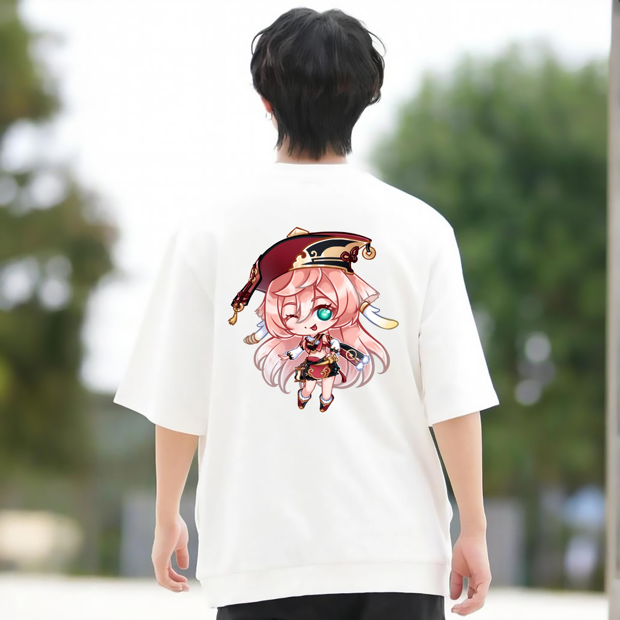 げんし神 ヤンフェイ genshin Yanfei 綿100％半袖Tシャツ（背面プリント）