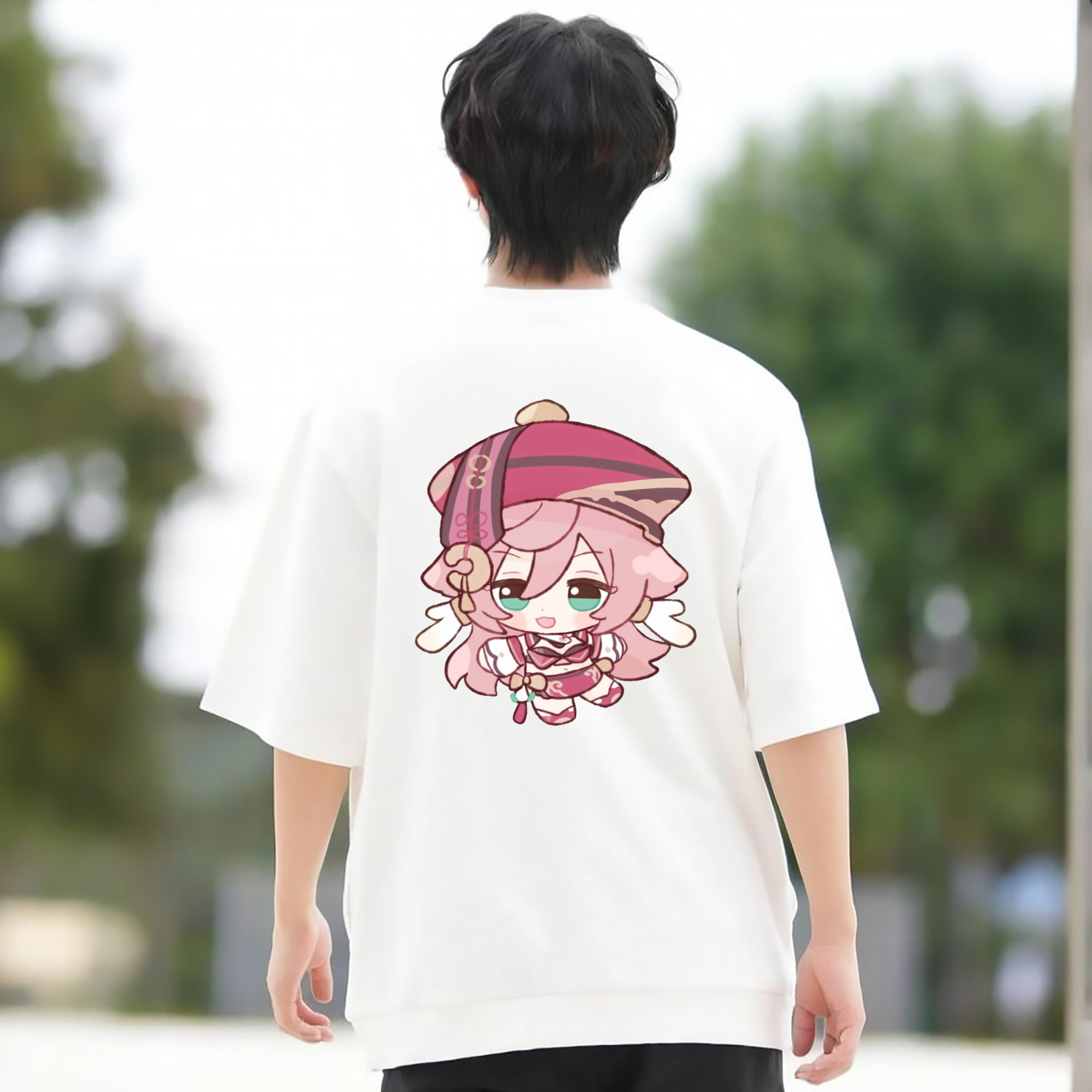 げんし神 ヤンフェイ genshin Yanfei 綿100％半袖Tシャツ（背面プリント）
