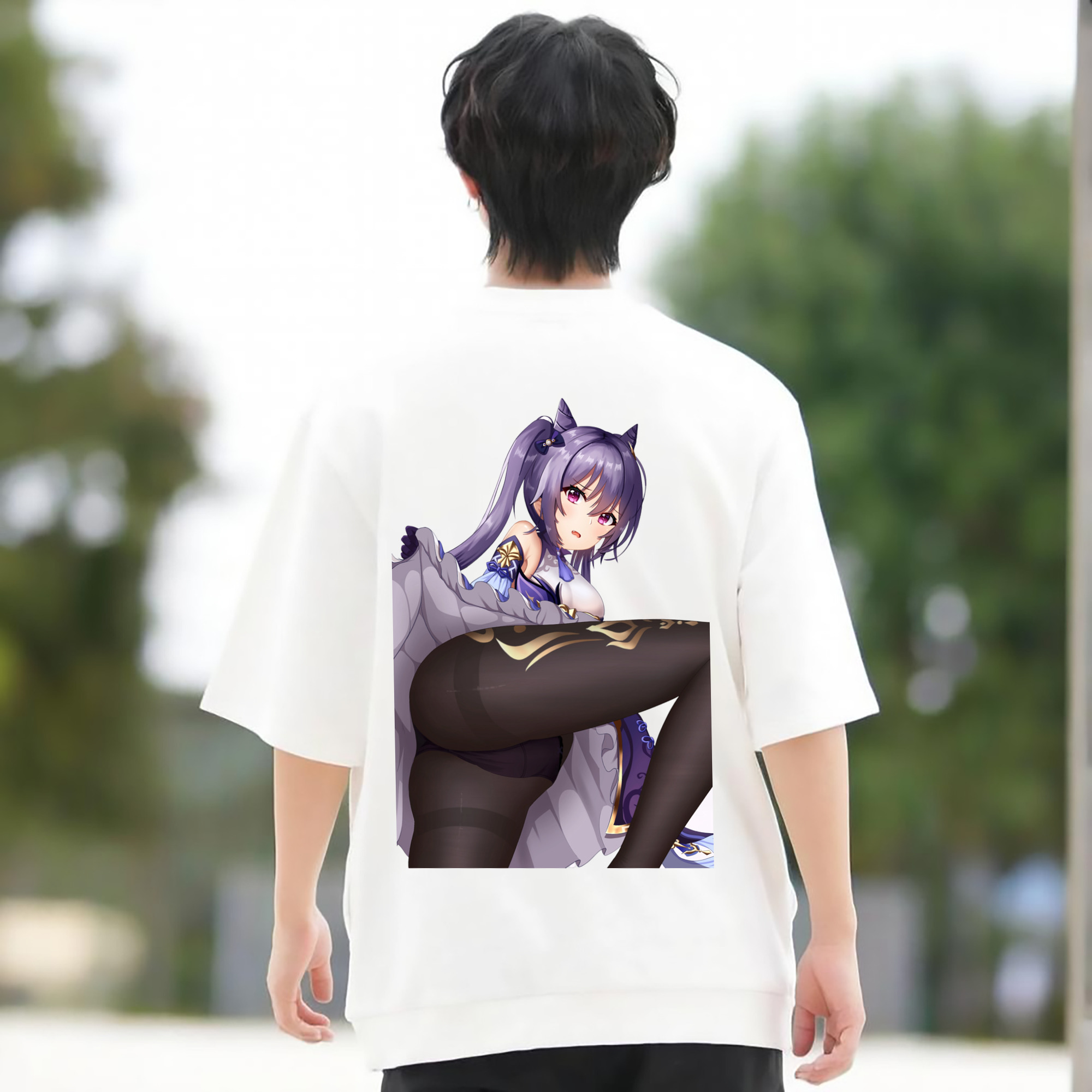 げんし神 刻晴 こくせい genshin Kokusei 綿100％半袖Tシャツ（背面プリント）