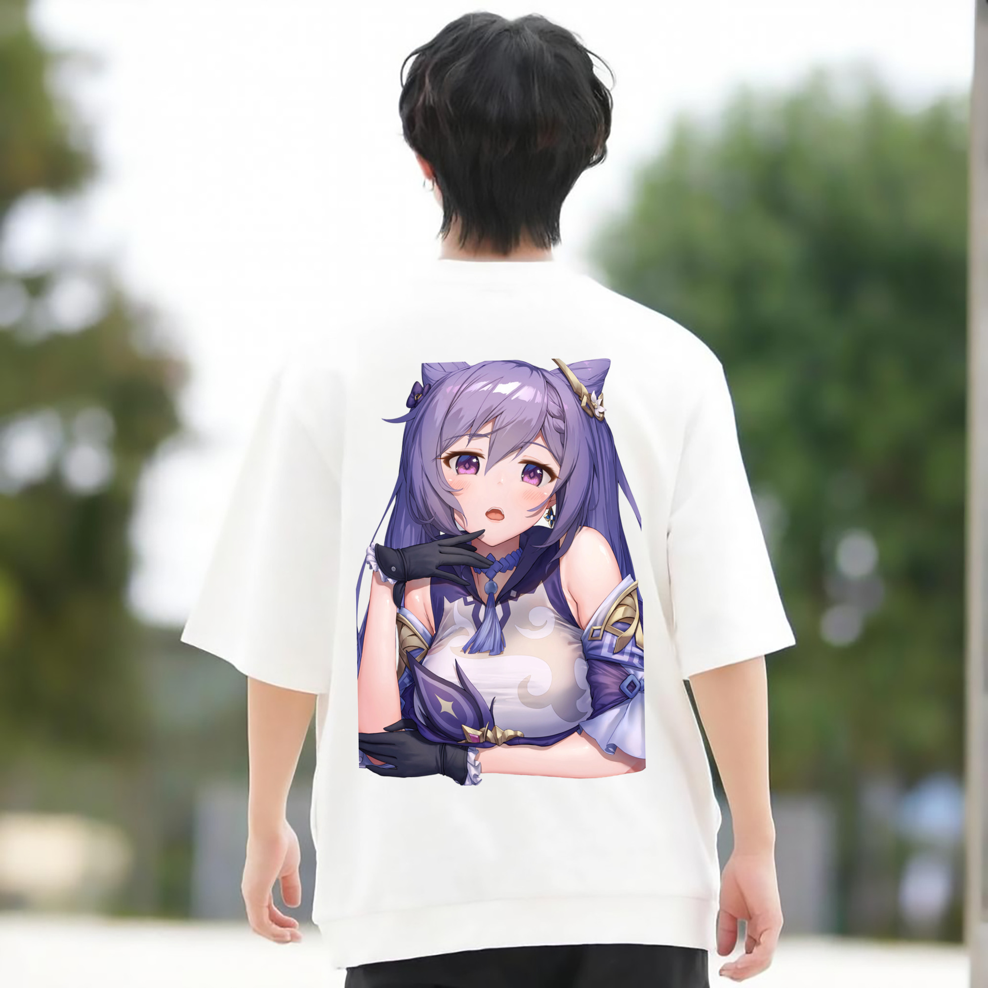 げんし神 刻晴 こくせい genshin Kokusei 綿100％半袖Tシャツ（背面プリント）