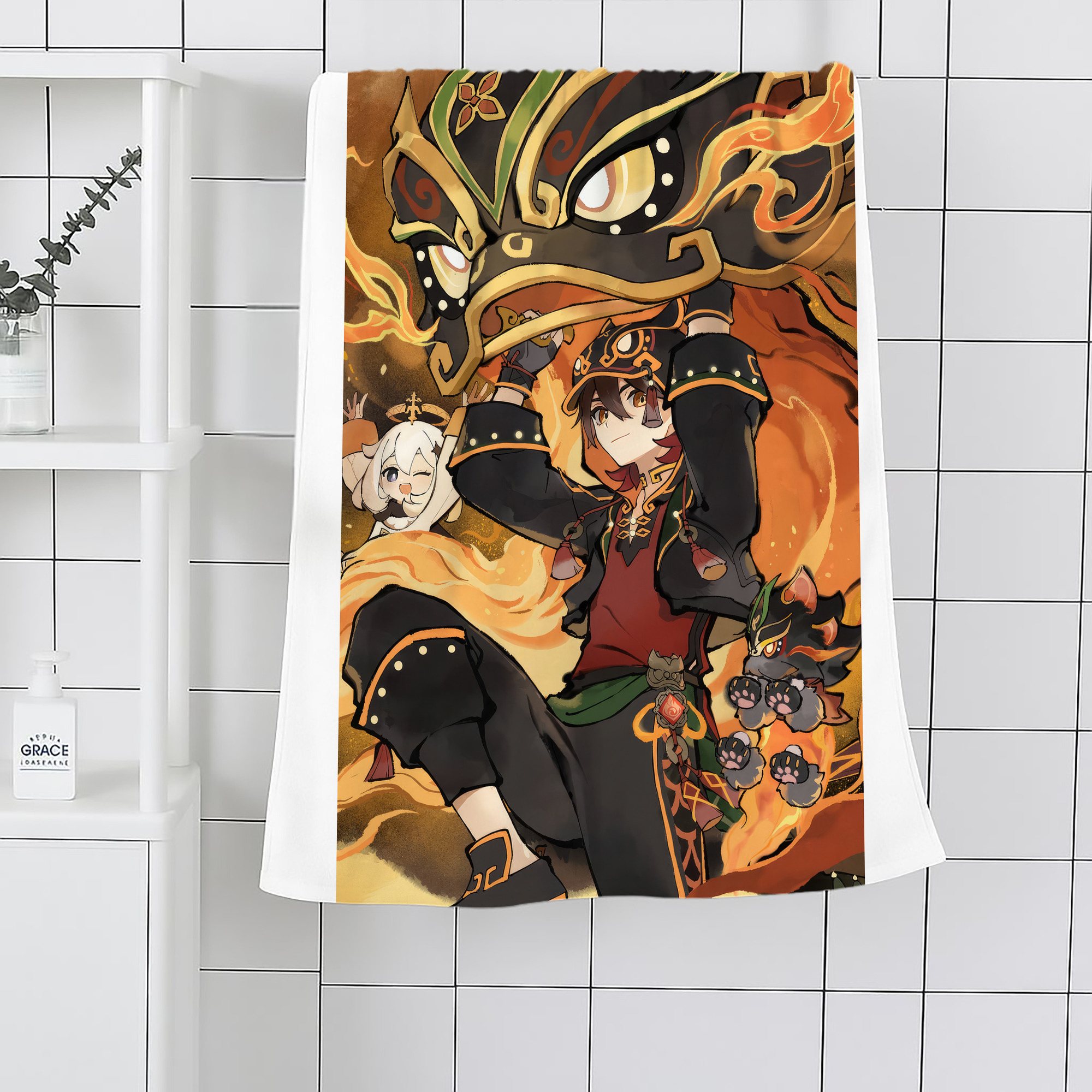 げんし神 genshin 大判バスタオル 70×140cm 吸水速乾 柔らかい肌触り